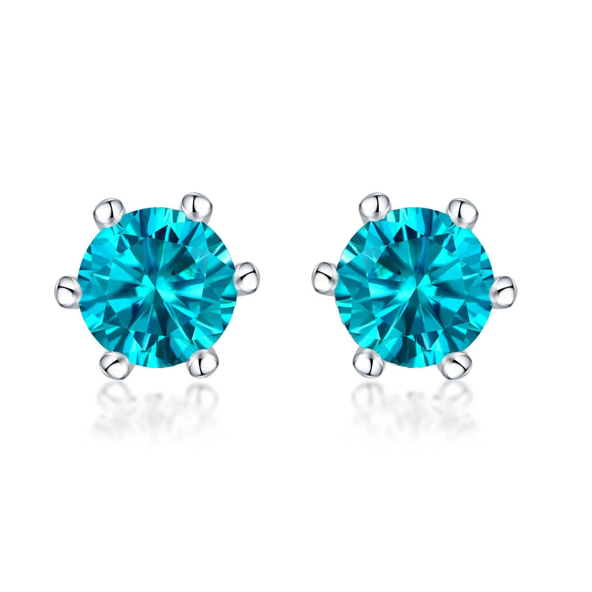 Six Claws Snowflake Moissanite Pink Blue Diamond Stud Earring 925 Sterling Silver Moissanite Earring Women Jewelry