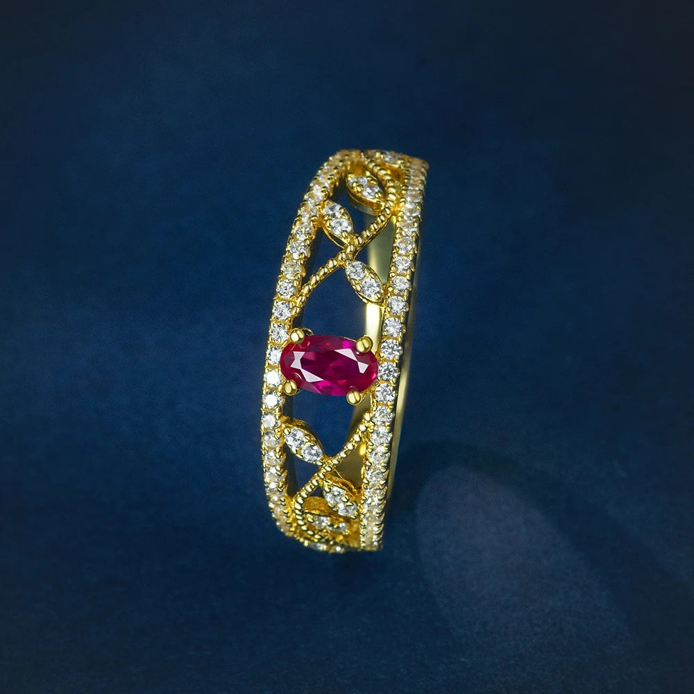 MuShan Jewelry 2026 New Model 925 Silver Platinum Plated Red Blue High Carbon Diamond Openwork 0.5ct Geometric Simple Party