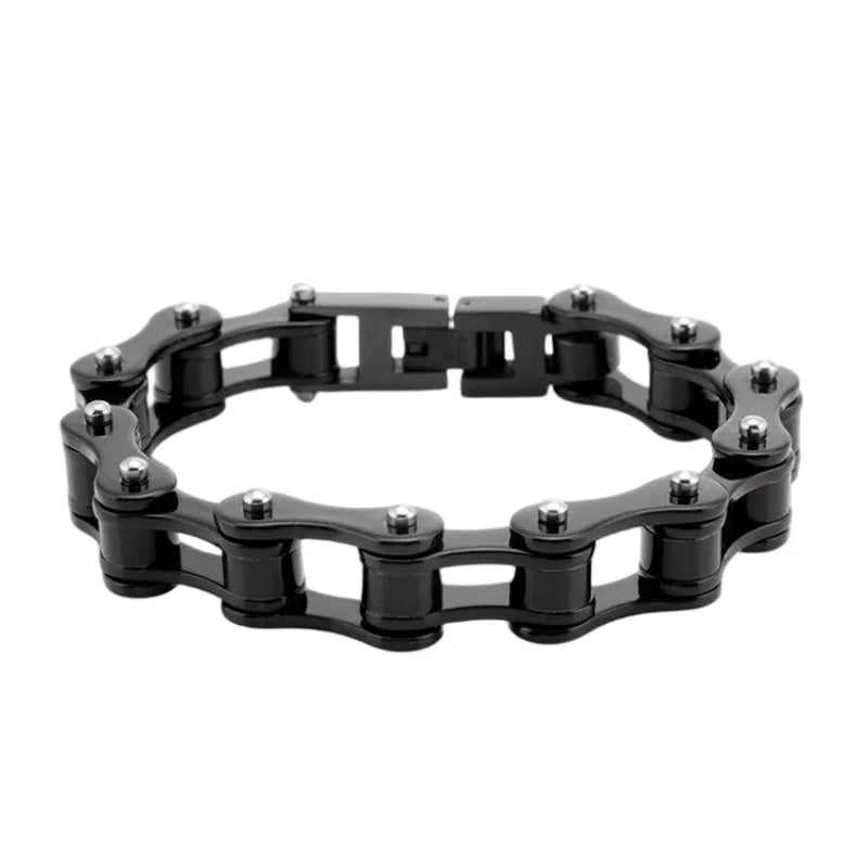 REBEL Stainless Steel Punk Style Geometric Chain Link Bracelet Rock Roll Motorcycle Bicycle Styles Matte Finis