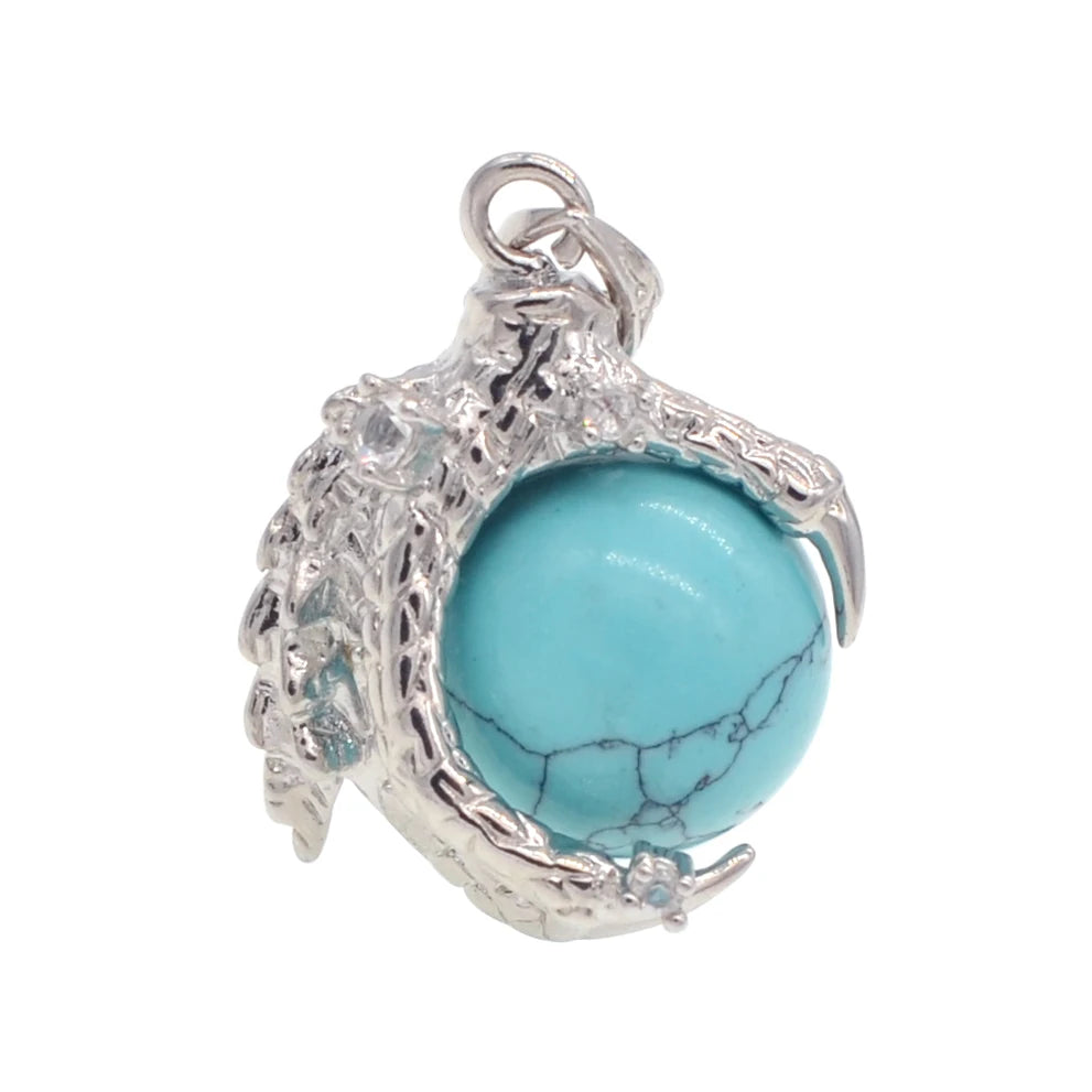 REDheart Womens Dragon Claw Pendant Necklaces Natural Gem Stone Beads 16mm Ball Crystal Quartz Women Men Yoga Gothic Jewelry
