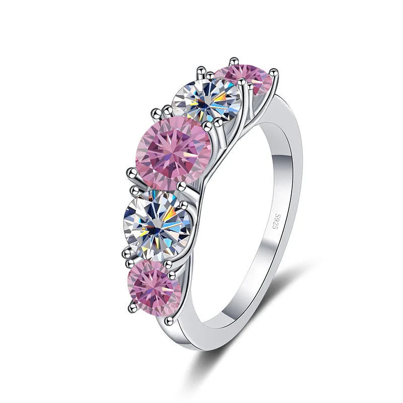 Fine 3.6CT VVS1 D Moissanite Row Rings 925 Sterling Silver Jewelry Pass Diamond Tester Colored Moissanite Rings for Women