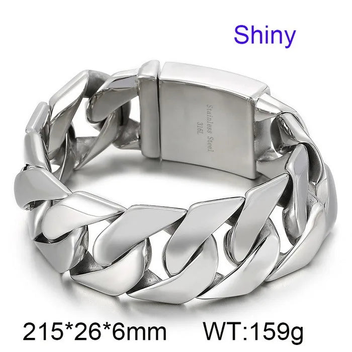 REBEL Men Hip Hop Stainless Steel Jewelry Set Cuban Links Fashion Bracelets Fashion Necklaces