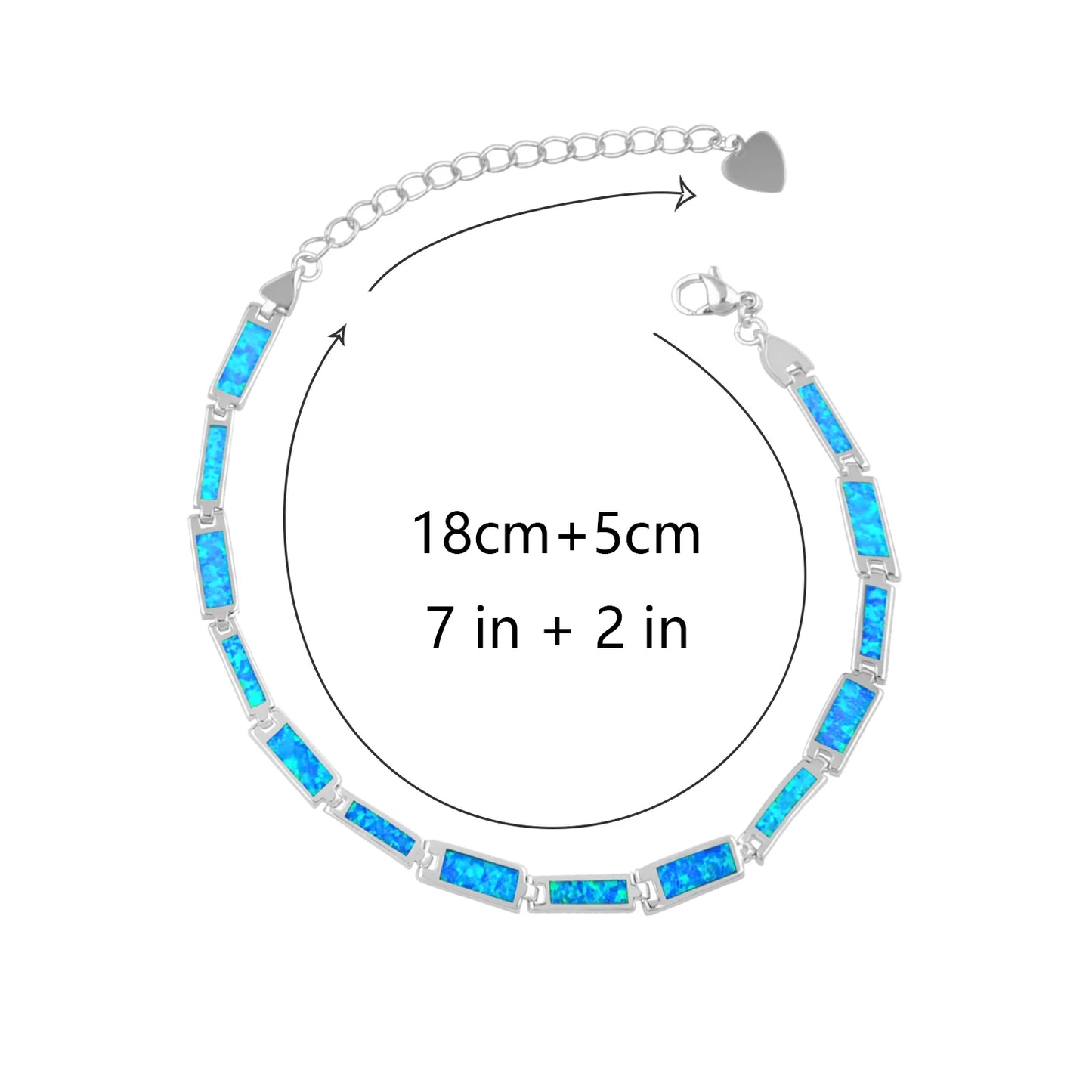 Fashion Trendy Silver Plated Brass Christian Opal Inlaid Minimalist Geometric Design Women's Anniversary Chain Link Bracelet