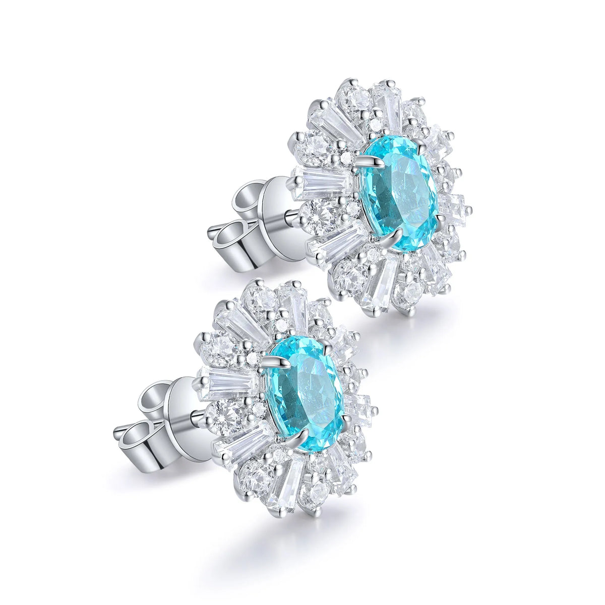 Gemfiori Anster High Quality S925 Lab Grown Paraiba Earring Stud Dainty Gemstone Stud Earrings for Women Daily Wear Gift