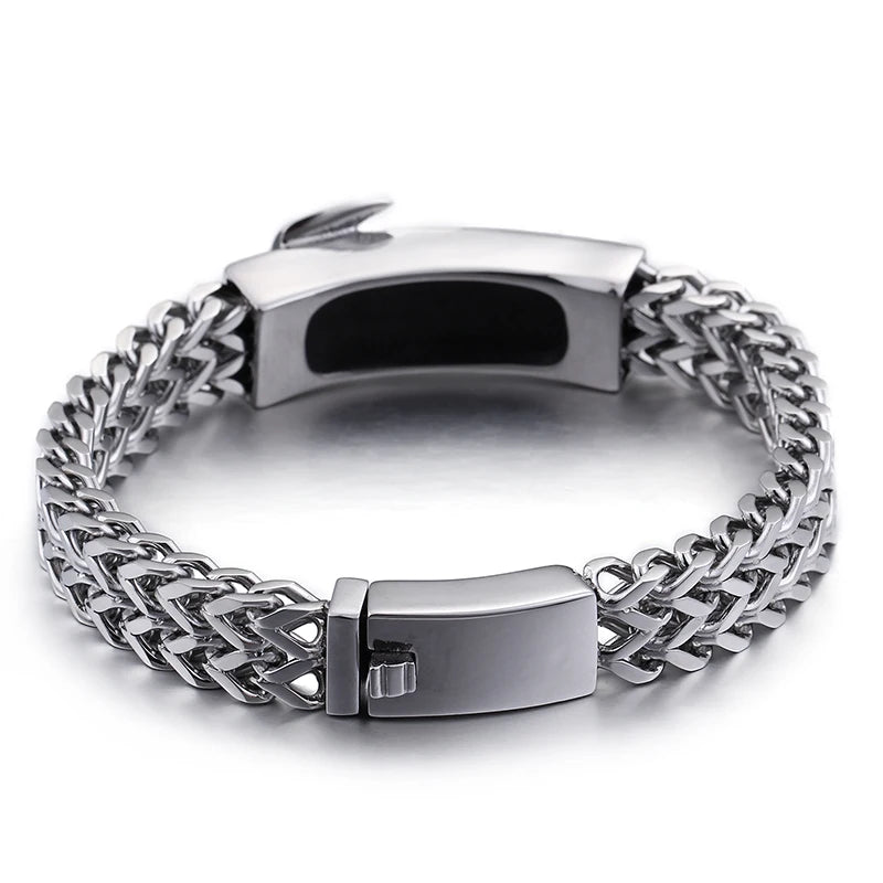 KALEN Spring Clasp Silver Ax Stainless Steel Charm Bracelet Mens