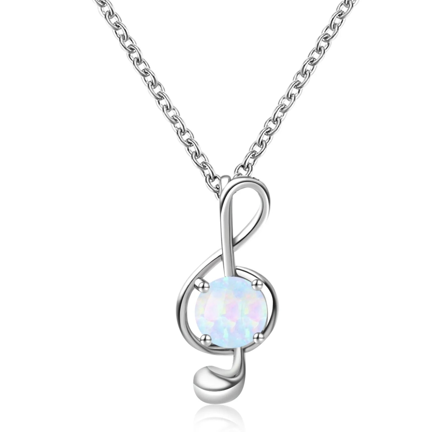 Aobao Silver Plated Copper Alloy Minimalist Geometric Opal Lab Created Lariat Necklace for Women