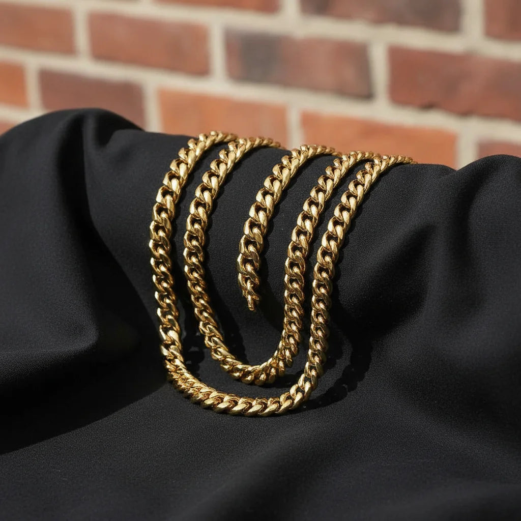 BiG-BOSS Fashion High Quality Hip Hop Colorful Gold Plated Stainless Steel Cuban Link Chain Necklace Jewelry for Man