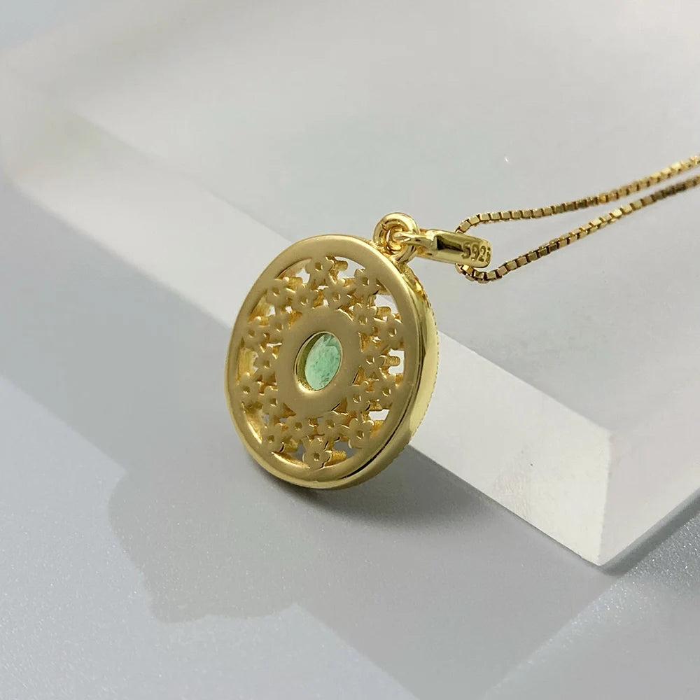 Gioiellieri Natural Green Emerald Jewelry for Women with 925 Sterling Silver Pendant May Birthstone Fine Jewelry Wedding Anniversary Choice