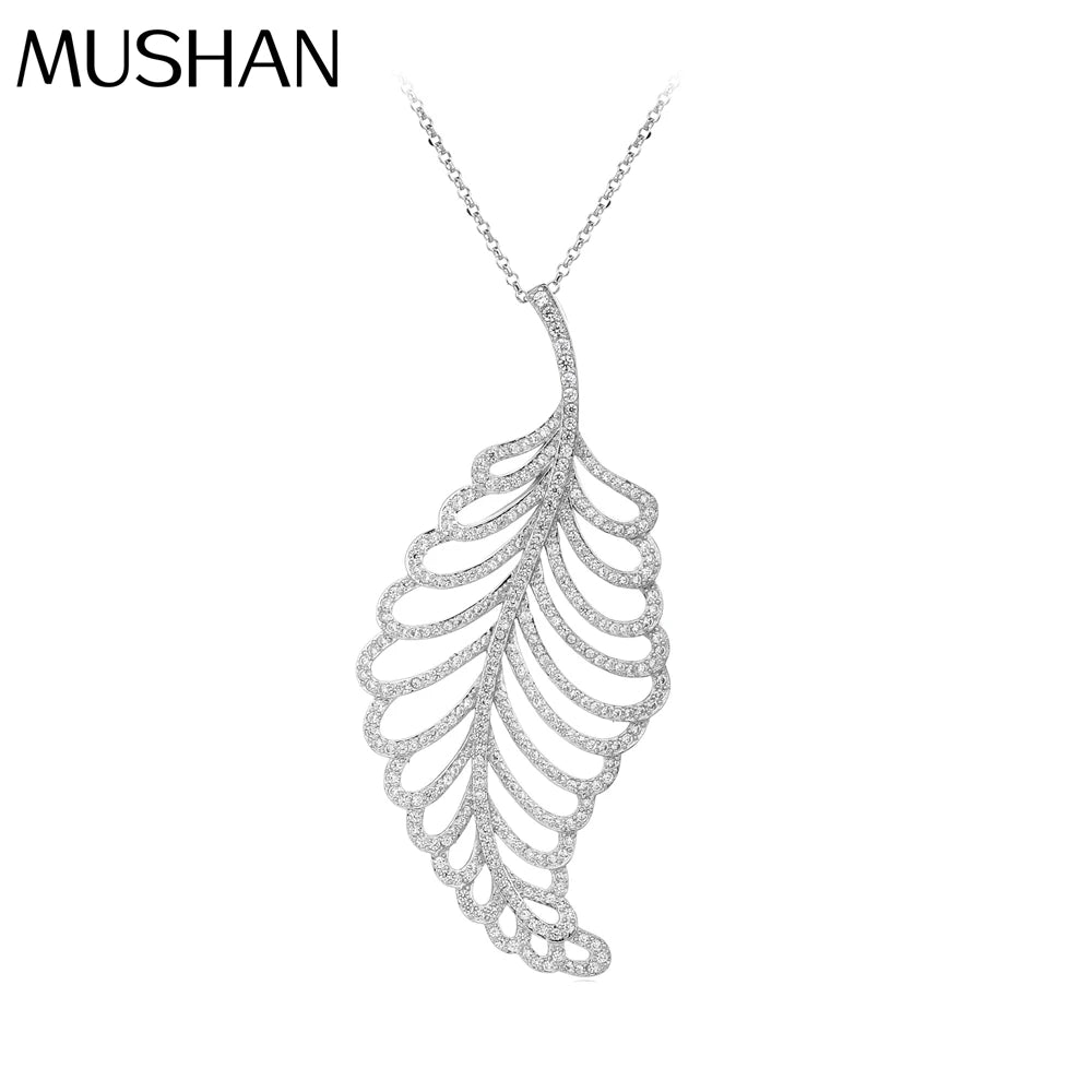 MUSHAN S925 Sterling Silver Luxury Engagement Pendant Necklace with High Carbon Diamond Rhodium Plated Women's Jewelry