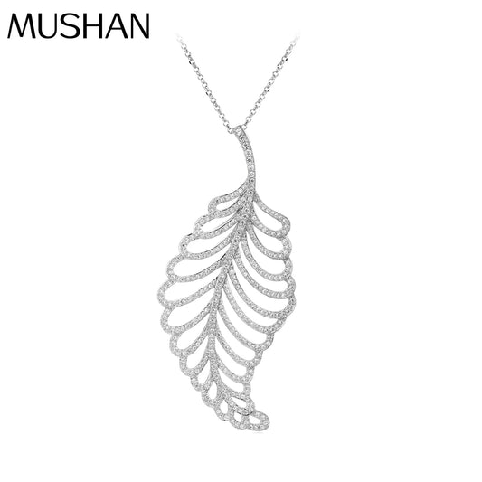 MUSHAN S925 Sterling Silver Luxury Engagement Pendant Necklace with High Carbon Diamond Rhodium Plated Women's Jewelry