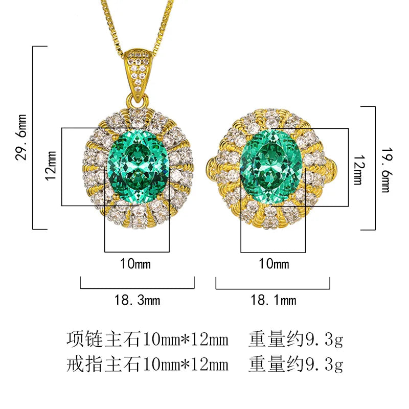 REDheart Women's Trendy Zircon-Inlaid Geometry Ring Copper Gold-Plated Bird's Nest Chepala Green Jade Set Third Party Certified