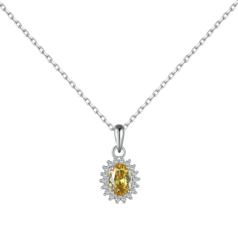 Gioiellieri S925 Sterling Silver Sunflower Round Cut Zircon Necklace Earrings Jewelry Set | Classic Sunflower 2-Piece Set for Women