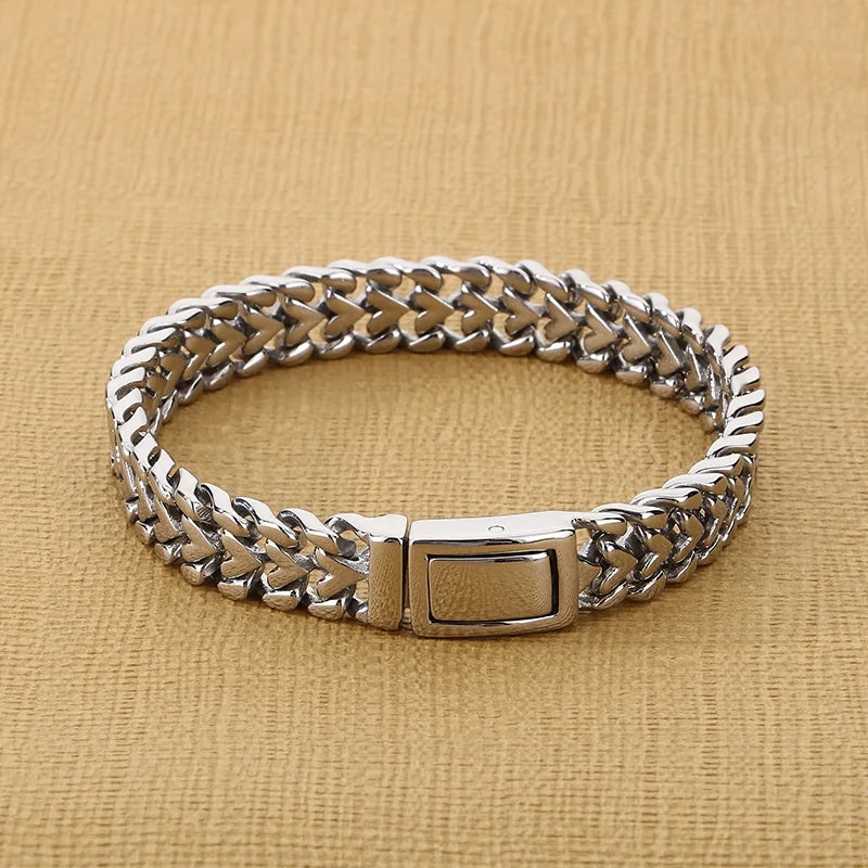 KALEN 210mm Vintage Stainless Steel Bracelet Love Heart Chain Men Bracelet