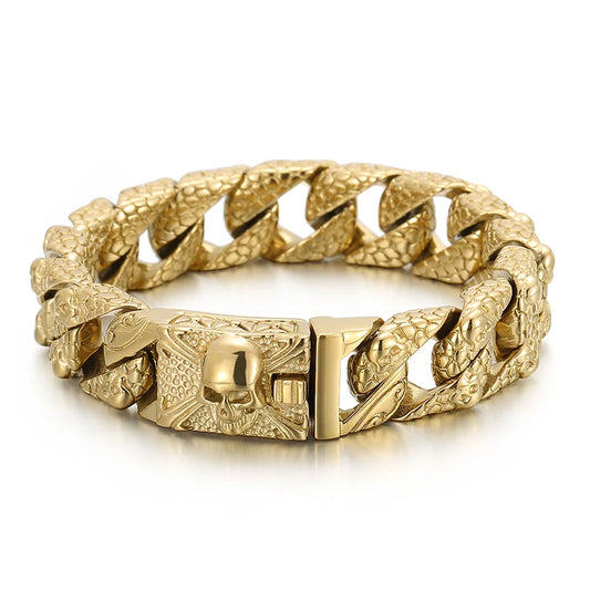 KALEN 18 Karat Vergoldet Kubanische Chain Panzerkette Edelstahl Herren Armband Edelstahl