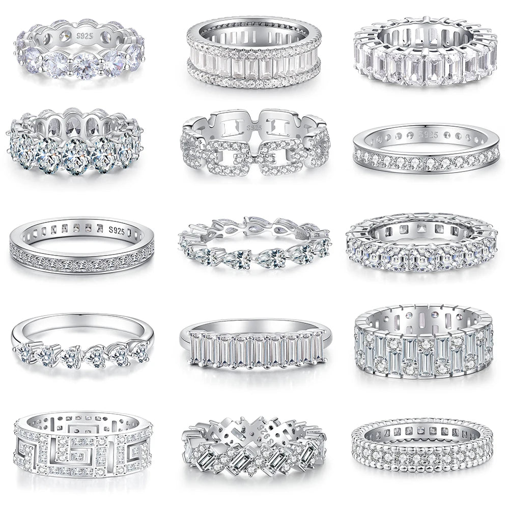Anti-tarnish Women 925 Sterling Silver 5A 8A Zirconia Wedding Band Engagement Wedding Rings Fine Jewelry Customized Wholesale