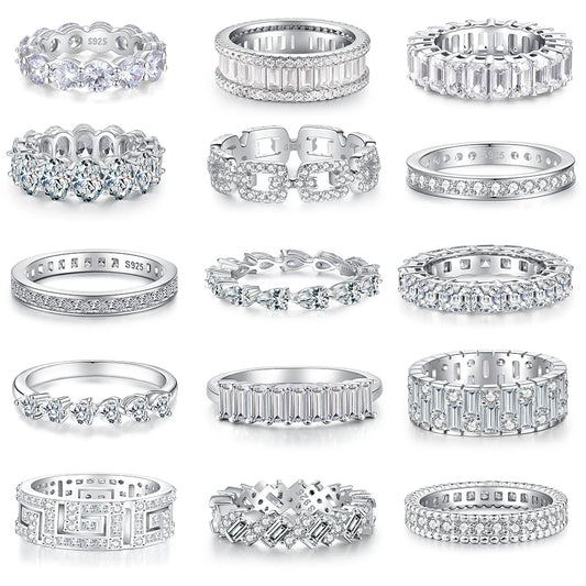 Anti-tarnish Women 925 Sterling Silver 5A 8A Zirconia Wedding Band Engagement Wedding Rings Fine Jewelry Customized Wholesale