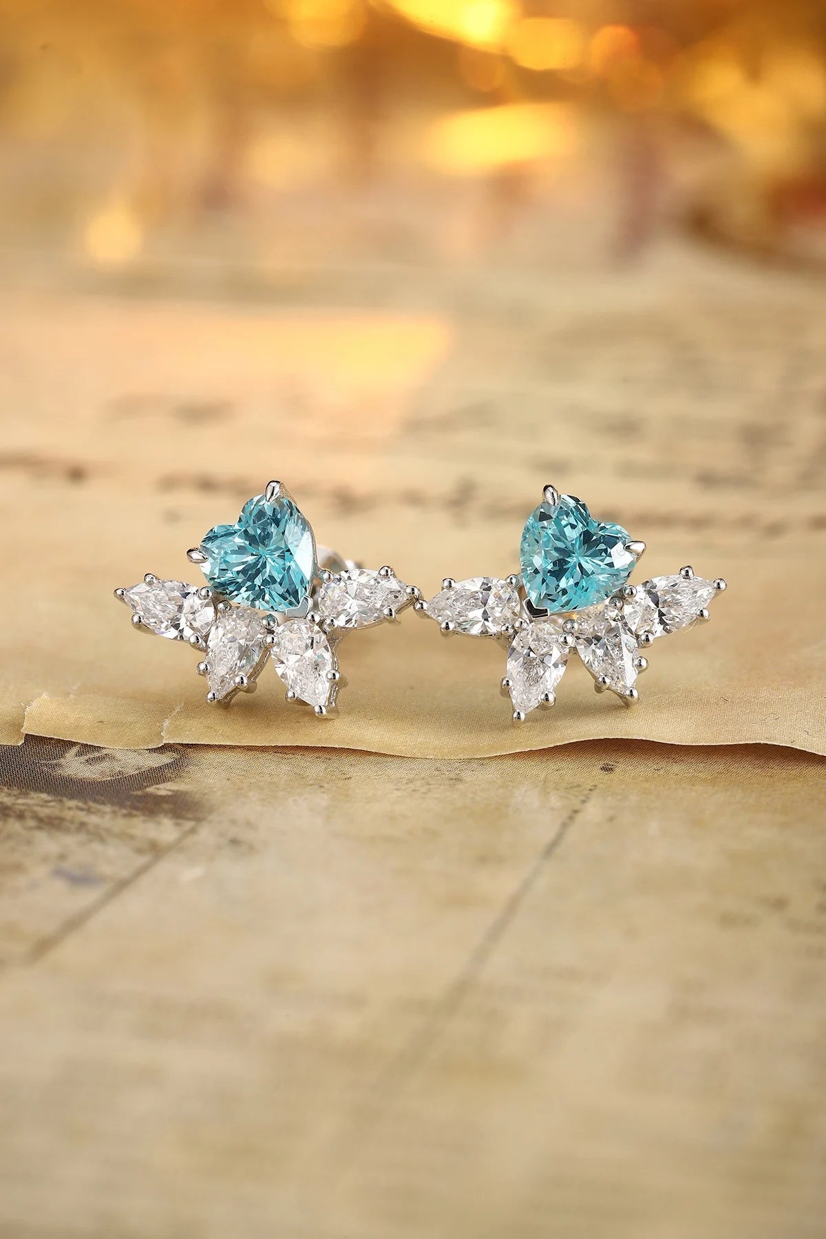 Gemfiori Anster High Quality S925 Lab Grown Paraiba Earring Stud Dainty Gemstone Stud Earrings for Women Daily Wear Gift
