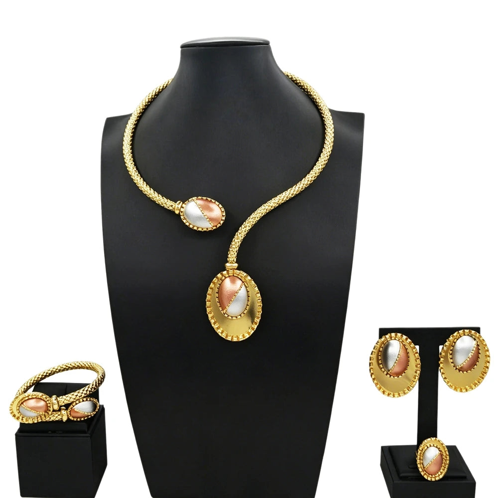 Italian Jewelry Set Alloy Brazilian Jewelry Sets Wedding Party Pendant Necklace Bracelet Ring Earrings Jewelry Set  HS2603725