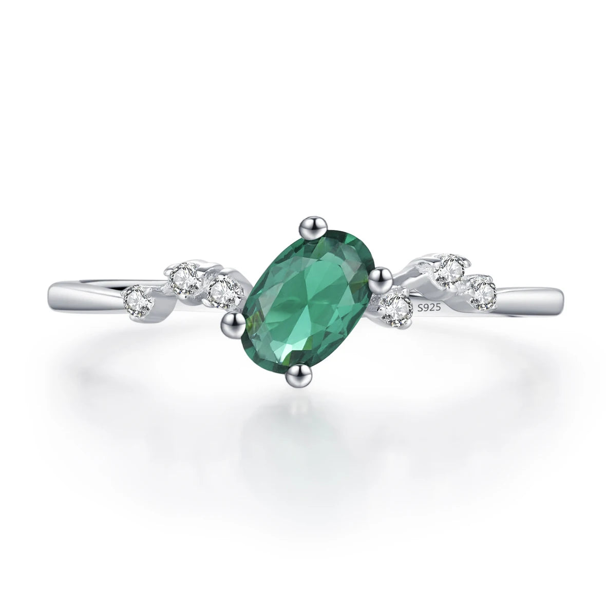 Elegant Women 925 Sterling Silver Emerald 5A 8A Cubic Zirconia Ring Promise Wedding Rings Custom Jewelry Manufacturing OEM/ODM