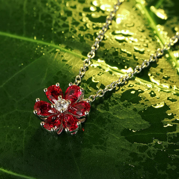 Gemfiori Hot Sale Rhodium Plated Lab Emerald Engagement Cute Necklace Chains Sterling Silver 925 Flower Shape Women Trendy 2026