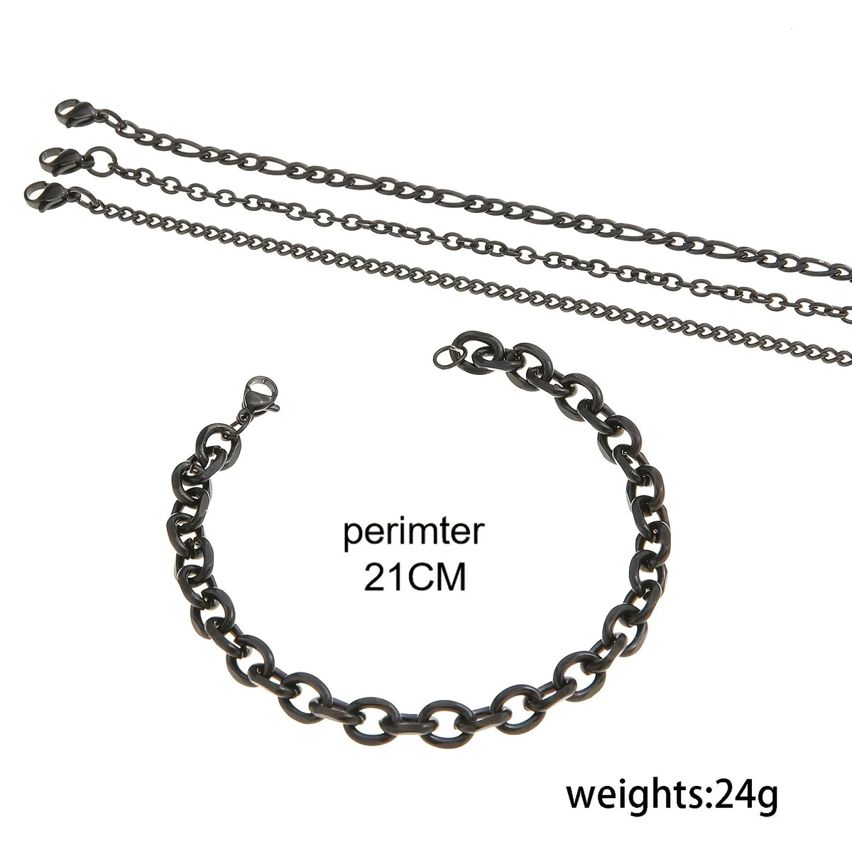 REBEL Black Figaro & Cuban Four-Bracelet Set