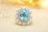 Gemfiori Sterling 925 Silver Lab Grown Paraiba Luxury Colorful Gemstone Set Includes Pendant, Earrings, Ring High End Gift for Her