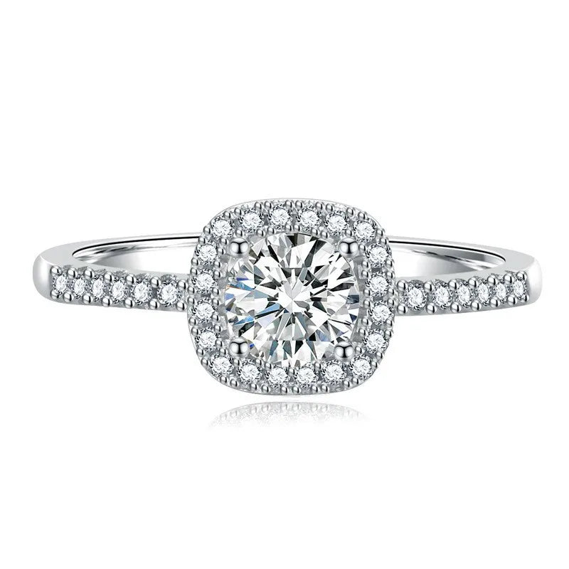 Colorful 0.5-2CT Round Brilliant Cut Loose Moissanite Set in 925 Sterling Silver Ring for Women Fashion Fine Jewelry Gift