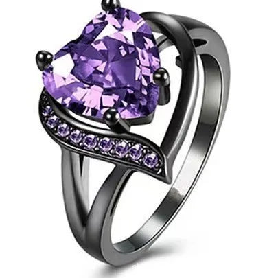 Fashion Trendy Luminous Glow in Dark Tungsten Zircon Engagement Wedding Black Fluorescent Dragon Ring for Women