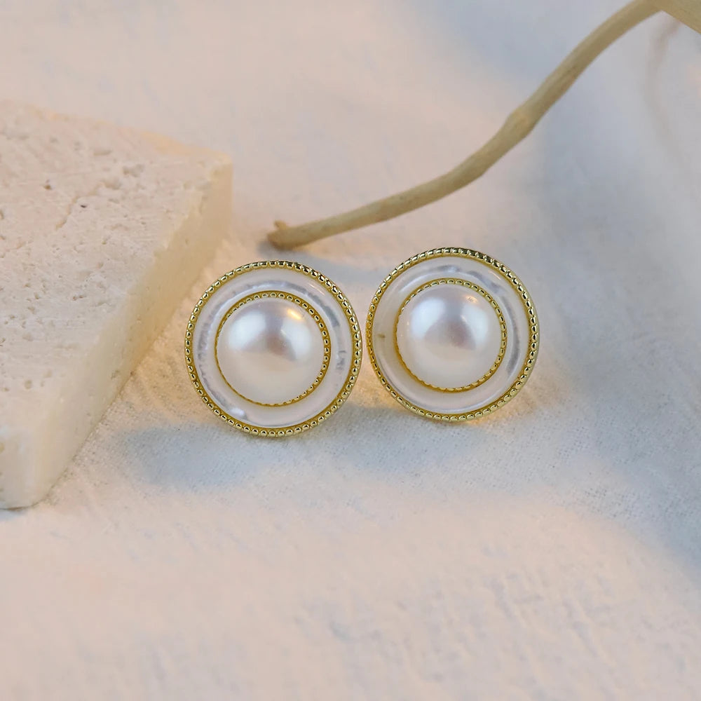 Natural Freshwater Pearl Stud Earrings for Women, Delicate Niche, High-end Earrings, Fashionable  Luxury Temperament Earrings
