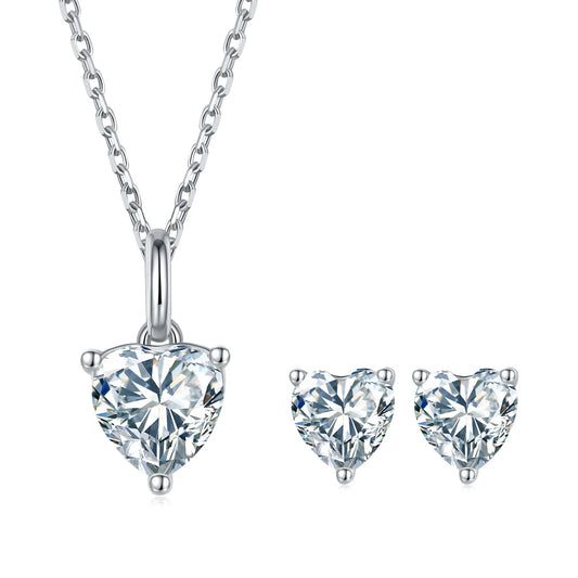 S&S Heart Shape Moissanite Jewellery Set – 925 Sterling Silver – GRA Certified – Collection