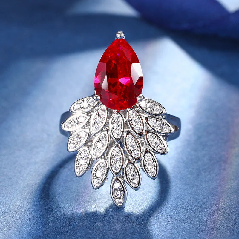 Gemfiori European and American New Luxury Zircon Set Pendant Ring Jewelry High-end Temperament Banquet Bride Accessories