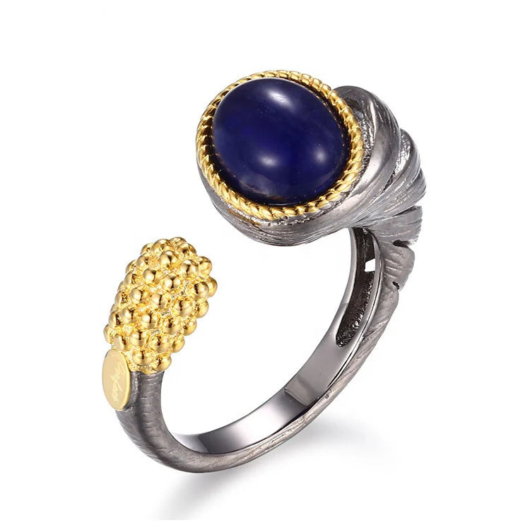 OEM Custom Size 925 Sterling Silver Open Ring With Purple Sodalite