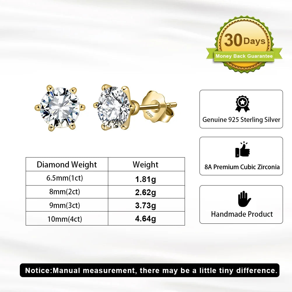 RINNTIN LZE07 SLZN23 LZR36 Classic Six-Claw Setting 8A Shinny Cubic Zirconia Necklace Ring Earring 925 Silver Jewelry Set