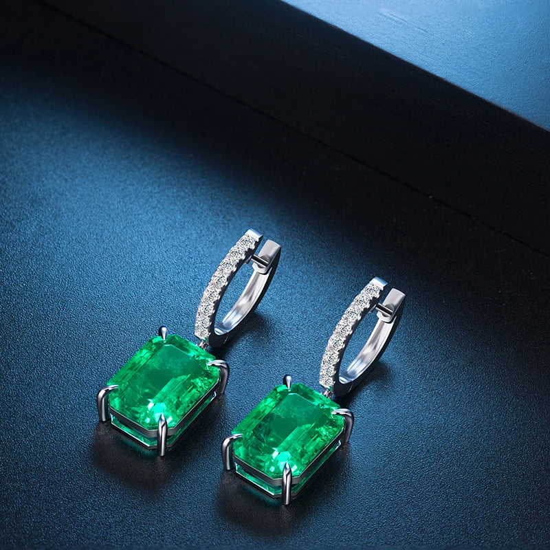 Gemfiori 18k gold 12*9mm 4.3ct lab grown hydronemerald diamond fashion drop earring from custom Gemfiori
