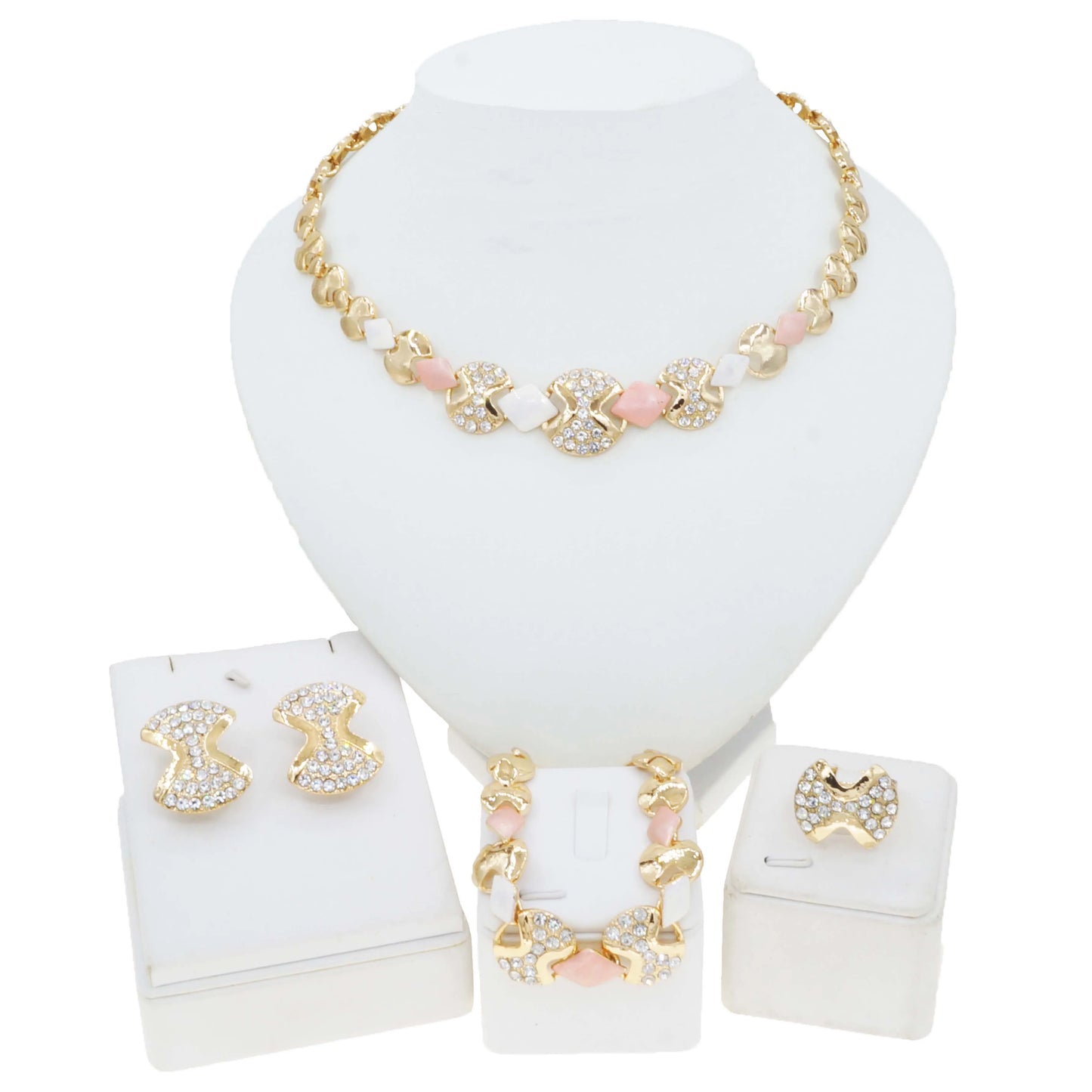Zhuerrui High Quality Luxury Gold Jewelry Sets Multi Color Beads Necklace Jewelry Set Latest Bridal Wedding Gifts HA23244