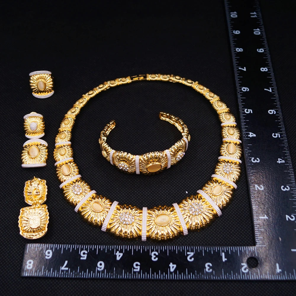 Zhuerrui Italiano Gold Designs Women Jewellery Set Party Fine Costume Jewelry Set Luxury Big Necklace Jewellery Sets I007020