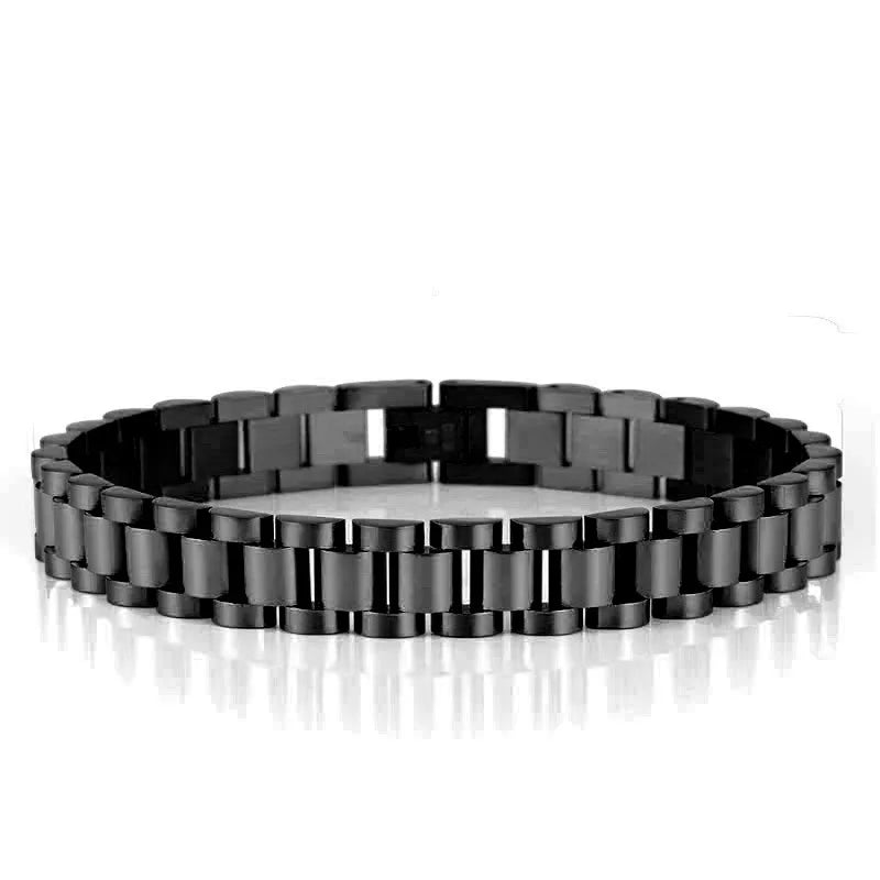 REBEL FASHIONISTA 10mm Men Bracelet 18k Gold Plated Stainless Steel Strap Fine Jewelry Bracelets & Bangles