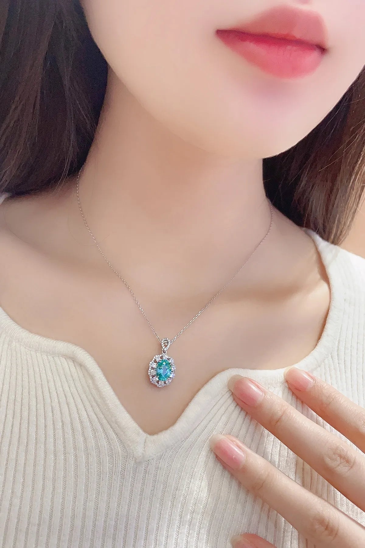 Gemfiori High Quality 925 Silver Rhodium Plated Romantic Bridal Jewelry Set with Lab Grown Paraiba Rings for Women Engagement Gift