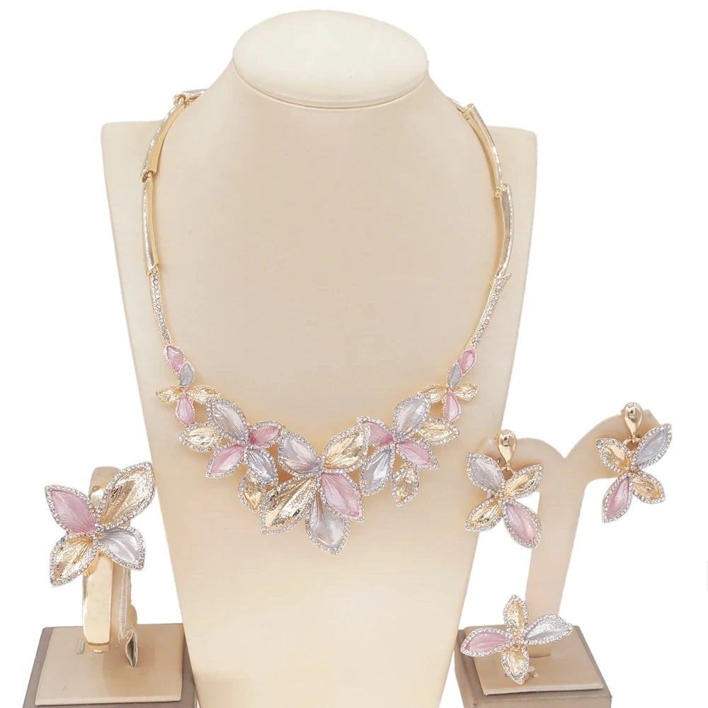 Zhuerrui Ethiopia Italian Gold Design Jewelry Sets Hat Shape Chain Collar Jewelry Set Woman Wedding Party Bridal Jewelry