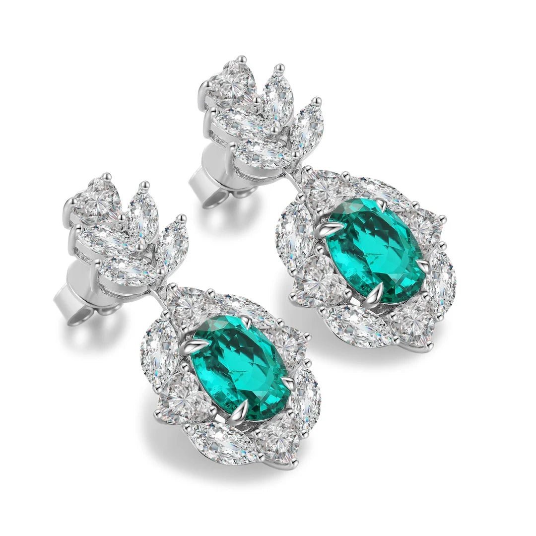 Gemfiori Anster High Quality S925 Lab Grown Emerald Earring Stud Dainty Gemstone Stud Earrings for Women Daily Wear Gift
