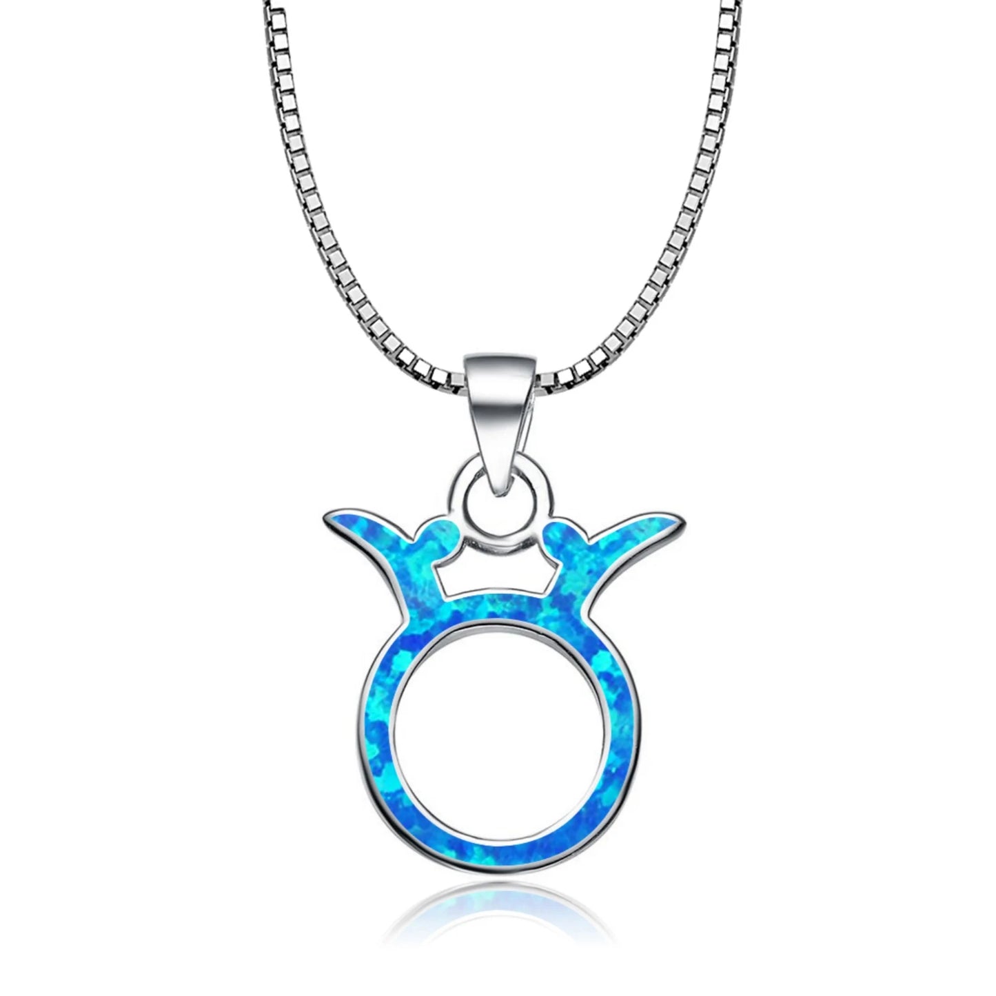 Taurus Zodiac Pendant - Blue Opal Inlaid Silver Plated Horoscope Jewelry for Women Wholesale