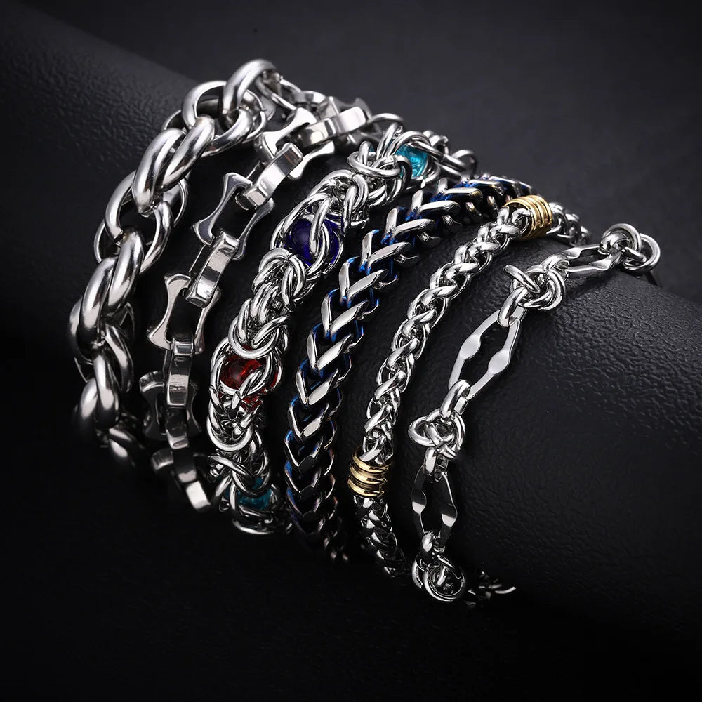 REBEL Stainless Steel Men's Minimalist Bold Punk-Inspired Premium Cuban-Link Chain Bracelet-Gift Jewelry