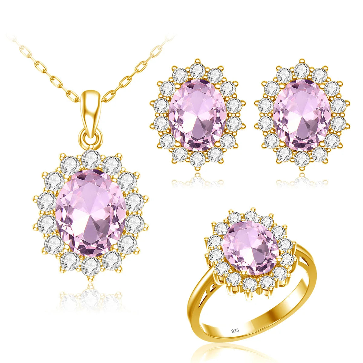 ArtistA Luxury 925 Silver Exquisite Zircon Emeralds Jewelry Set Bridal Wedding Fine Gold Plated Silver Jewelry Set
