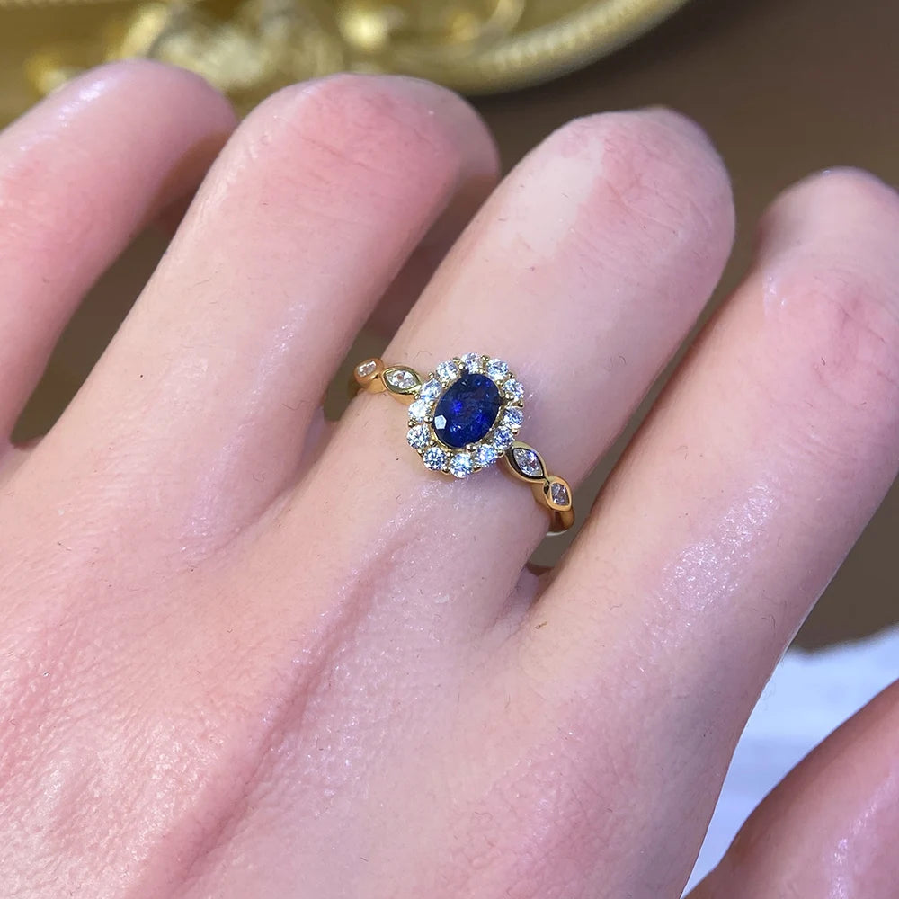 Gioiellieri Genuine Natural Sapphire Ring S925 Sterling Silver Gold Plated Prong Set Minimalist Ladies Daily Wear Party Gift
