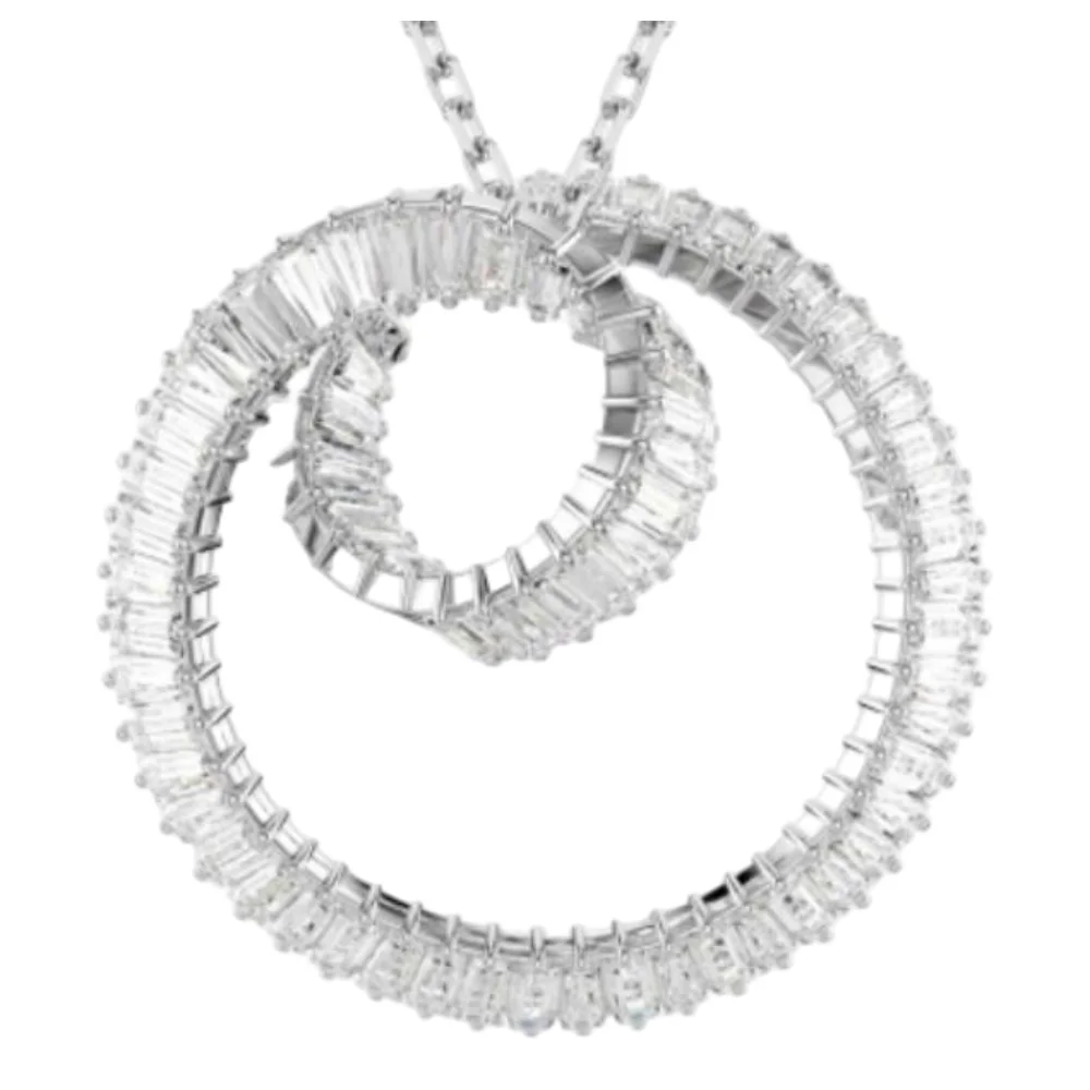 S&S Women Classic Copper Circle Crystal Zircon Pendant Necklace Silver Rose Gold Plated Sparkling Cubic Zirconia Dainty Chain Party