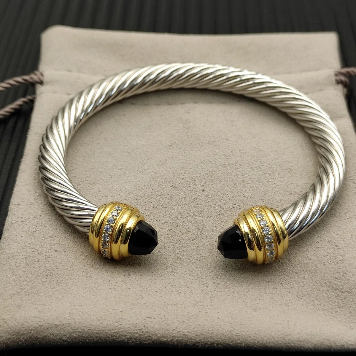 FASHIONISTA DY High-Quality Gold-Plated Diamond-Set Fashion Bangle, Unisex Silver-Plated Diamond-Set Bangle, Jewelry