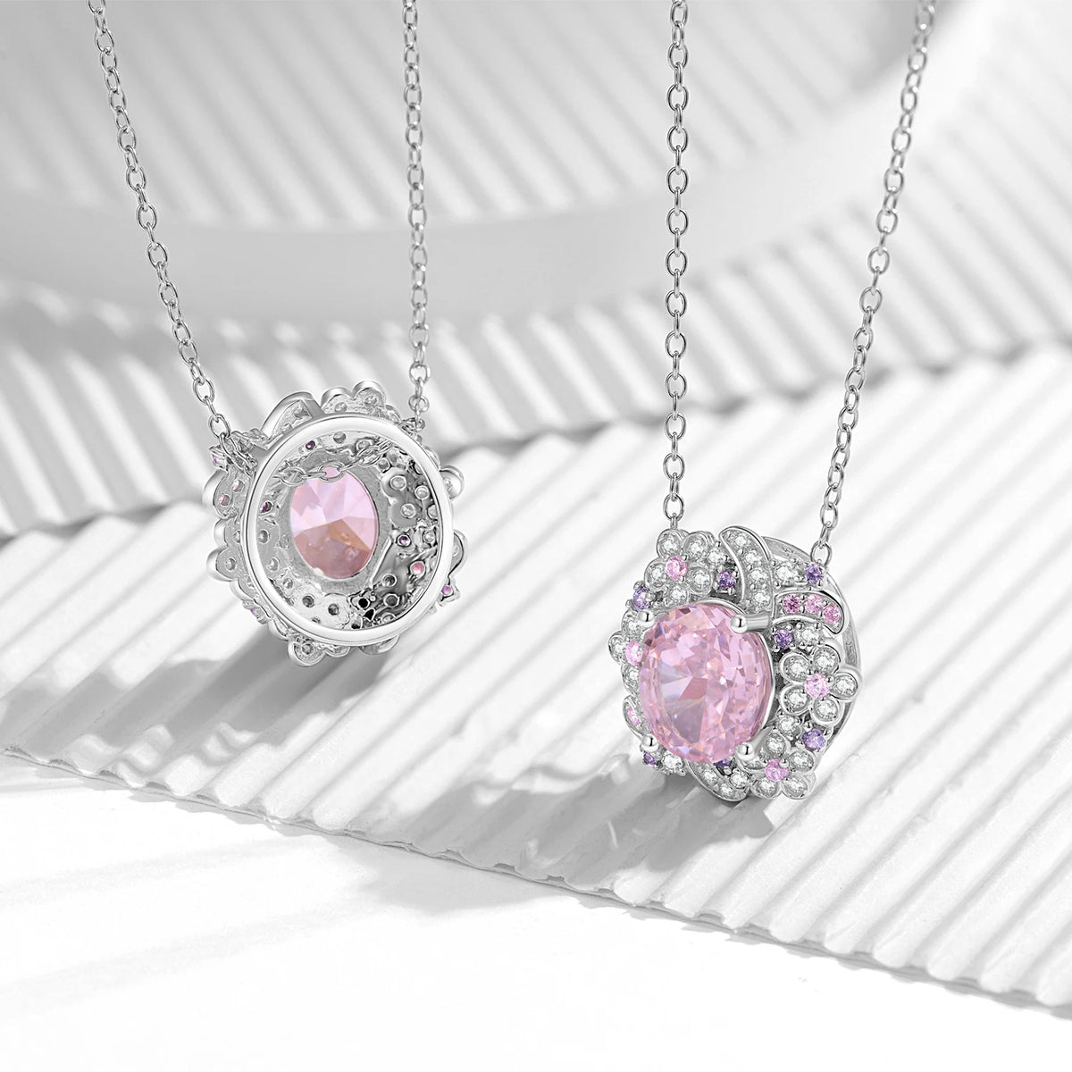 S&S 925 Silver Geometric Pendant Necklace | Diamond & Crystal Collection