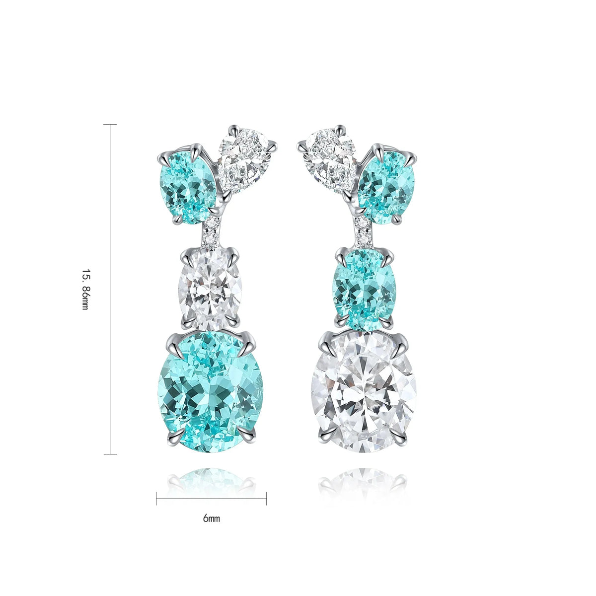 Gemfiori Anster High Quality S925 Lab Grown Paraiba Earring Stud Dainty Gemstone Stud Earrings for Women Daily Wear Gift