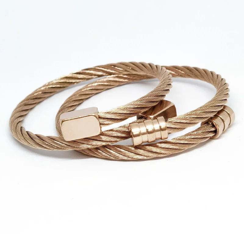 REBEL S&S REBEL Men's Stainless Steel Punk Style for Bracelet Silver Gold Rose Gold Black-Square Head Braided Design Fashionable