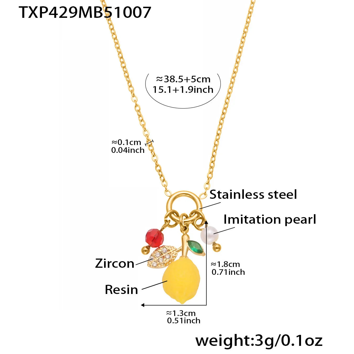 Lemon Fruit Zircon Jewellery Collection | Necklace, Earrings, Bracelet & Ring | Gold & Silver
